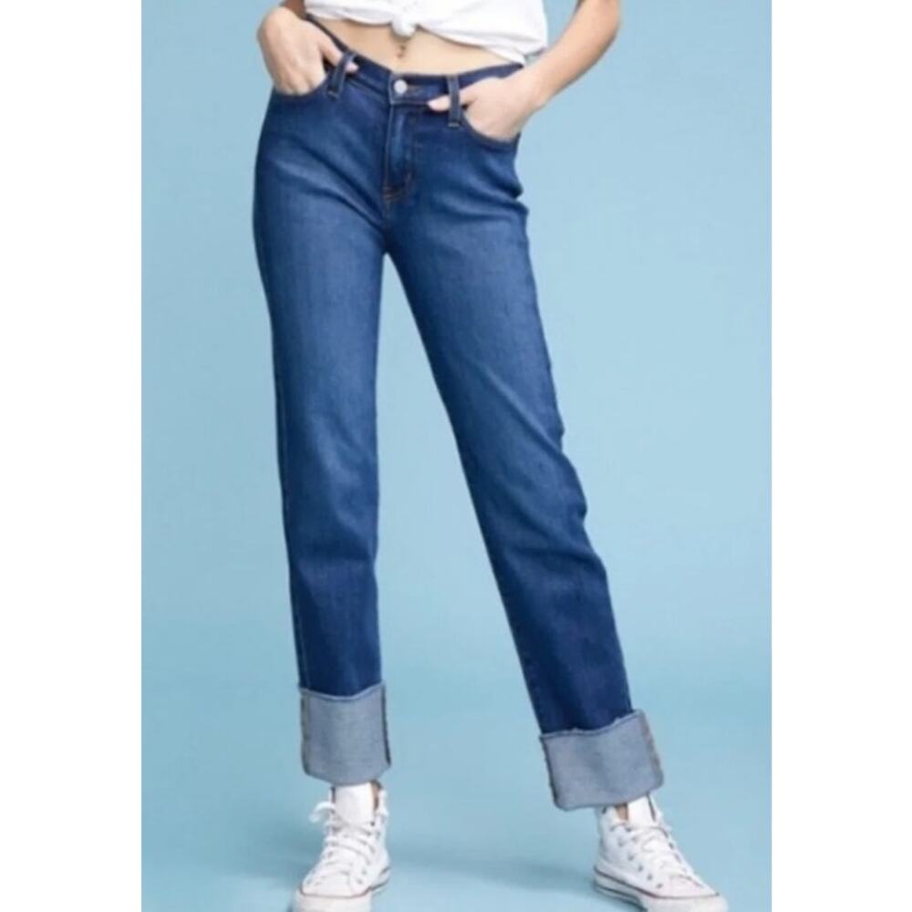 NWT Judy Blue High Waisted Straight Cuffed Jeans, Dark Wash, Size 5/27